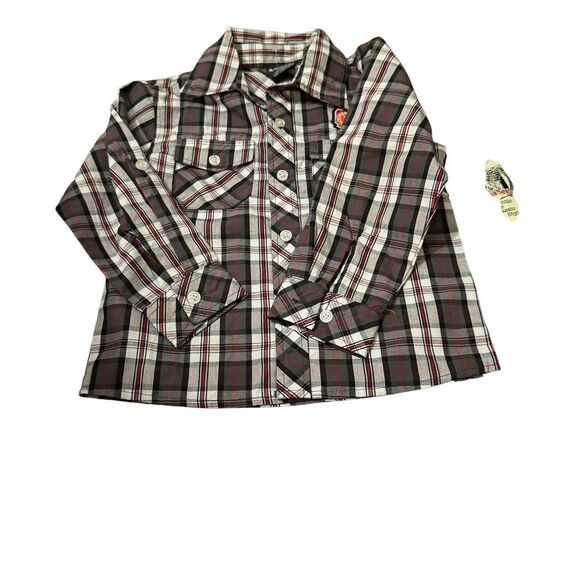 American Republic Plaid Button Down Shirt Basketball‎ Patch Long Sleeve 4T - Picture 1 of 5